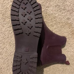 Purple ankle rain boots